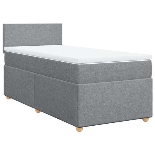 vidaXL Κρεβάτι Boxspring με Στρώμα Ανοιχτό Γκρι 90x200 εκ. Υφασμάτινο