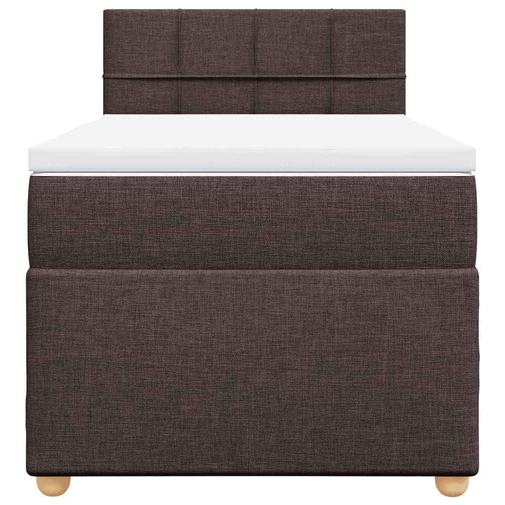 vidaXL Κρεβάτι Boxspring με Στρώμα Σκούρο Καφέ 90x200 εκ. Υφασμάτινο