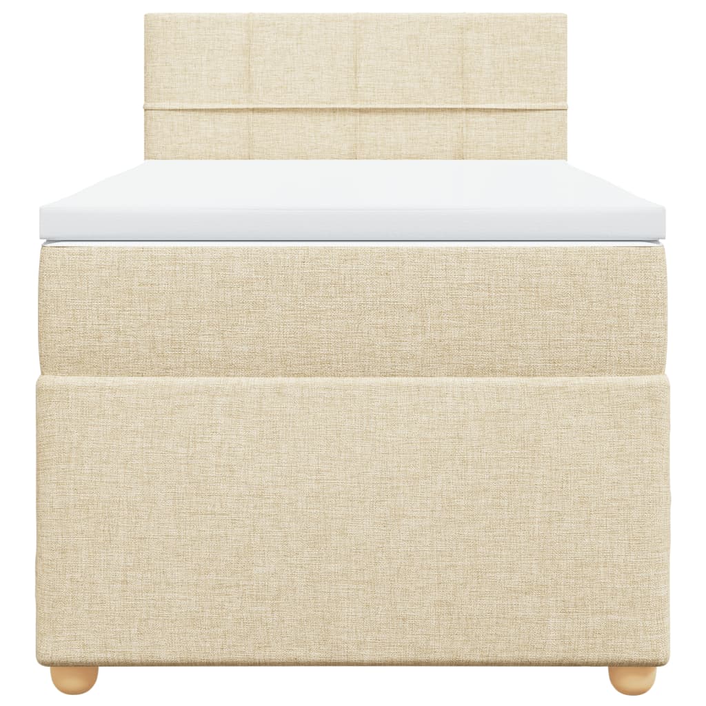 vidaXL Κρεβάτι Boxspring με Στρώμα Κρεμ 90x200 εκ.Υφασμάτινο