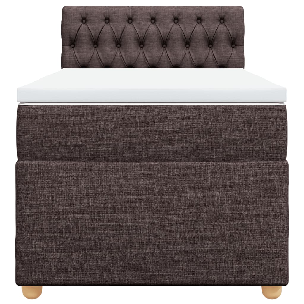 vidaXL Κρεβάτι Boxspring με Στρώμα Σκούρο Καφέ 90x200 εκ. Υφασμάτινο