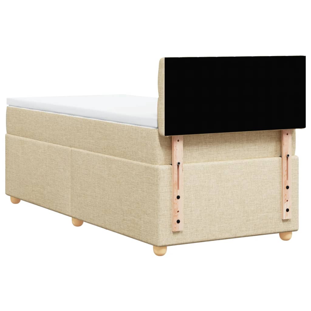 vidaXL Κρεβάτι Boxspring με Στρώμα Κρεμ 90x200 εκ.Υφασμάτινο