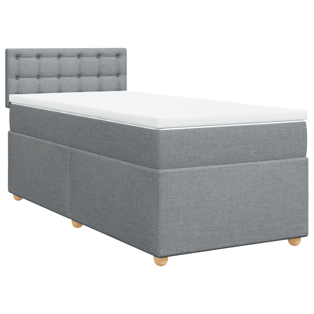 vidaXL Κρεβάτι Boxspring με Στρώμα Ανοιχτό Γκρι 90x200 εκ. Υφασμάτινο