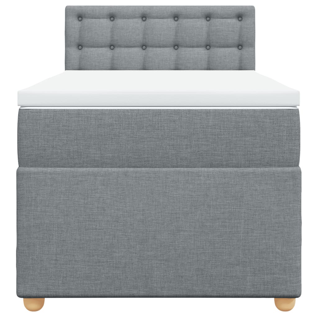 vidaXL Κρεβάτι Boxspring με Στρώμα Ανοιχτό Γκρι 90x200 εκ. Υφασμάτινο