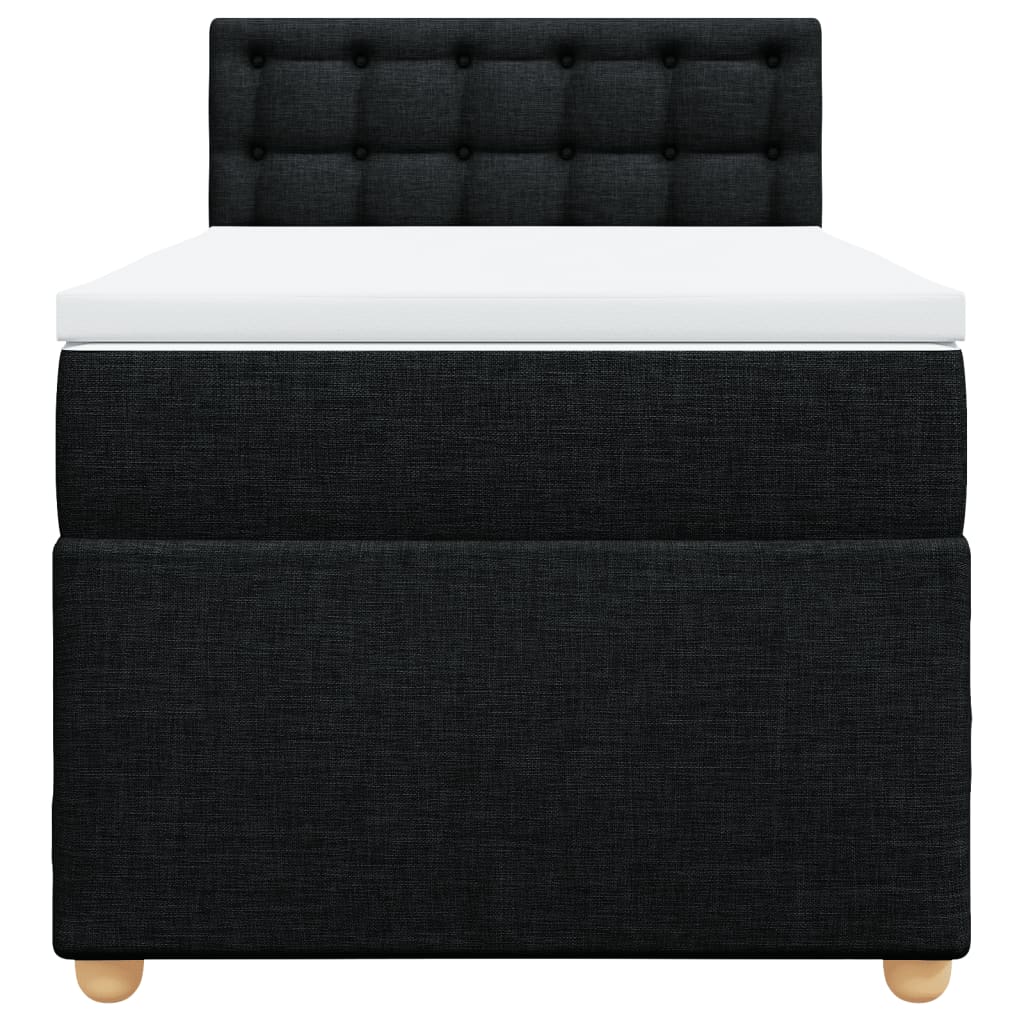 vidaXL Κρεβάτι Boxspring με Στρώμα Μαύρο 90x200 εκ. Υφασμάτινο