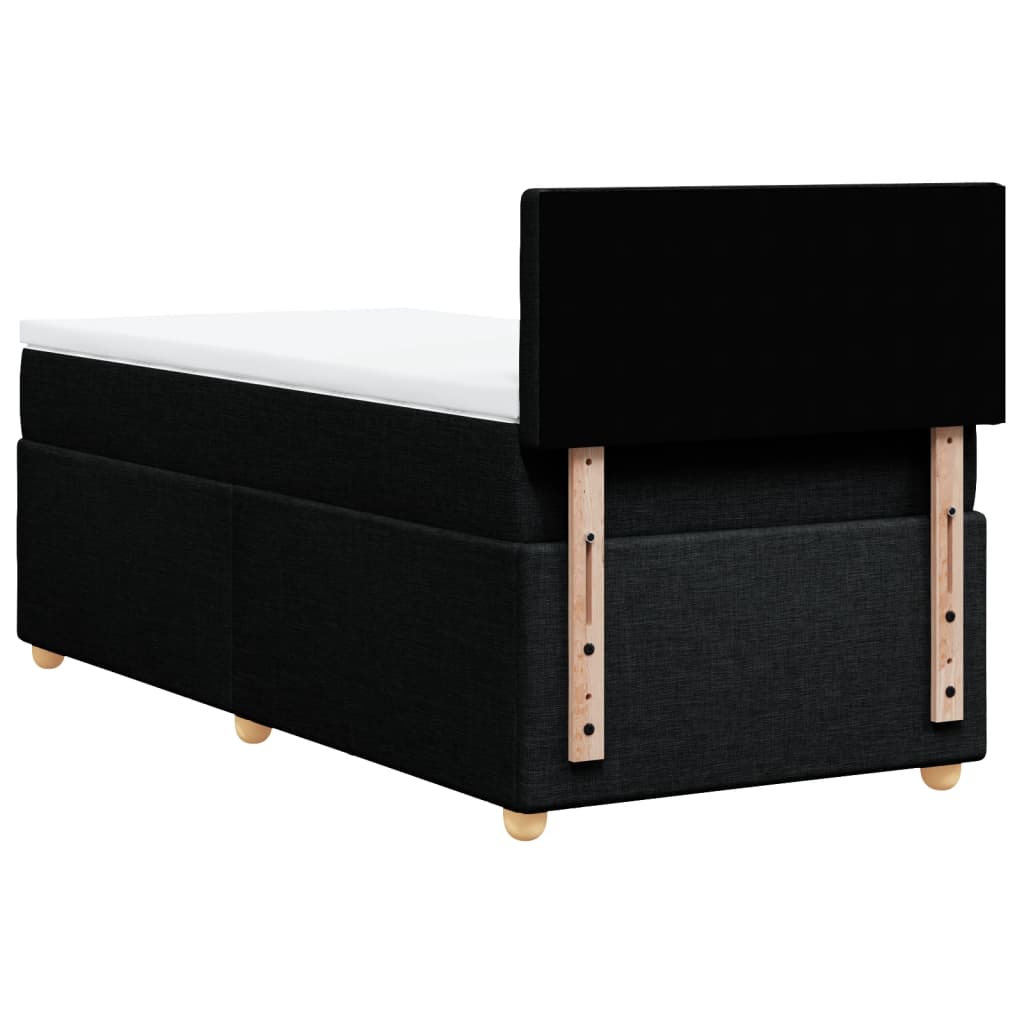 vidaXL Κρεβάτι Boxspring με Στρώμα Μαύρο 90x200 εκ. Υφασμάτινο