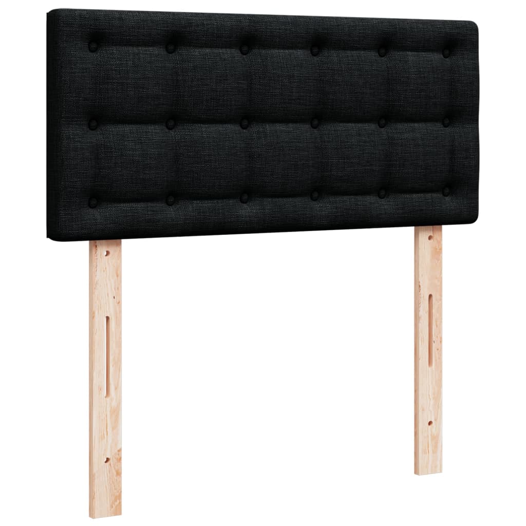 vidaXL Κρεβάτι Boxspring με Στρώμα Μαύρο 90x200 εκ. Υφασμάτινο