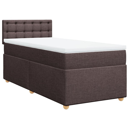 vidaXL Κρεβάτι Boxspring με Στρώμα Σκούρο Καφέ 90x200 εκ. Υφασμάτινο