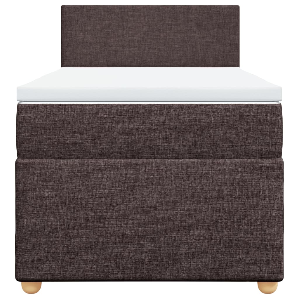vidaXL Κρεβάτι Boxspring με Στρώμα Σκούρο Καφέ 100x200 εκ. Υφασμάτινο