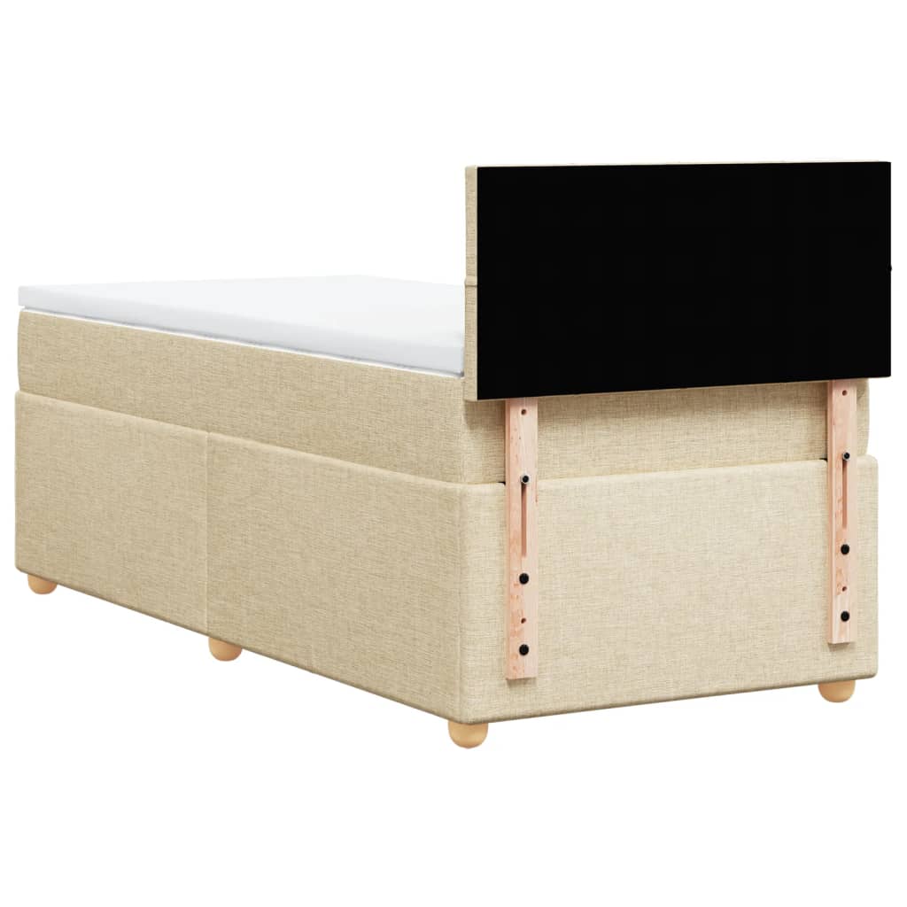 vidaXL Κρεβάτι Boxspring με Στρώμα Κρεμ 100 x 200 εκ. Υφασμάτινο