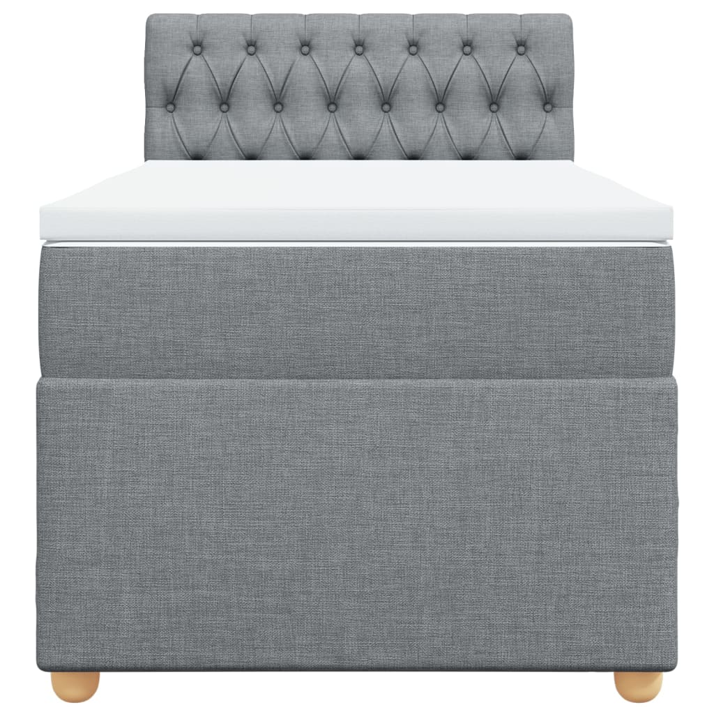 vidaXL Κρεβάτι Boxspring με Στρώμα Ανοιχτό Γκρι 100x200 εκ. Υφασμάτινο