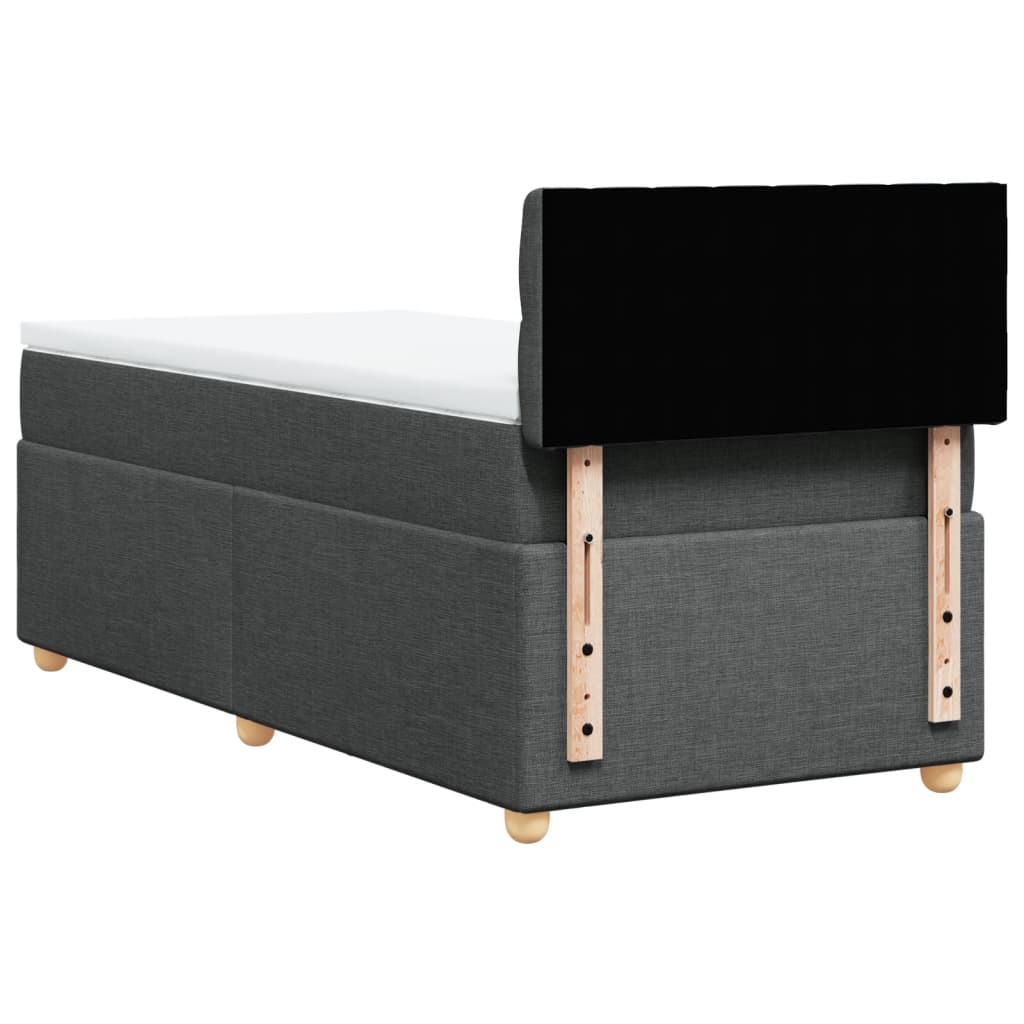 vidaXL Κρεβάτι Boxspring με Στρώμα Σκούρο Γκρι 100x200 εκ. Υφασμάτινο