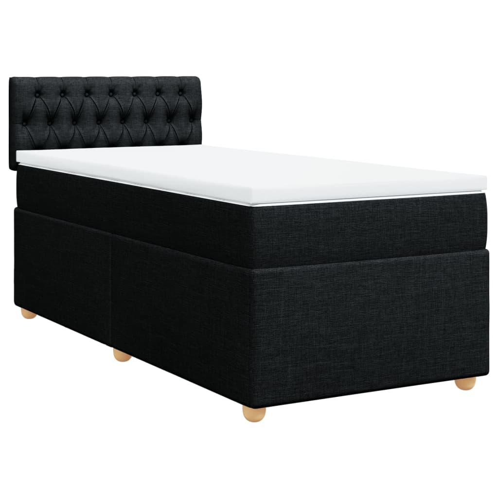 vidaXL Κρεβάτι Boxspring με Στρώμα Μαύρο 100 x 200 εκ. Υφασμάτινο