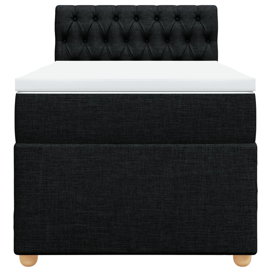 vidaXL Κρεβάτι Boxspring με Στρώμα Μαύρο 100 x 200 εκ. Υφασμάτινο