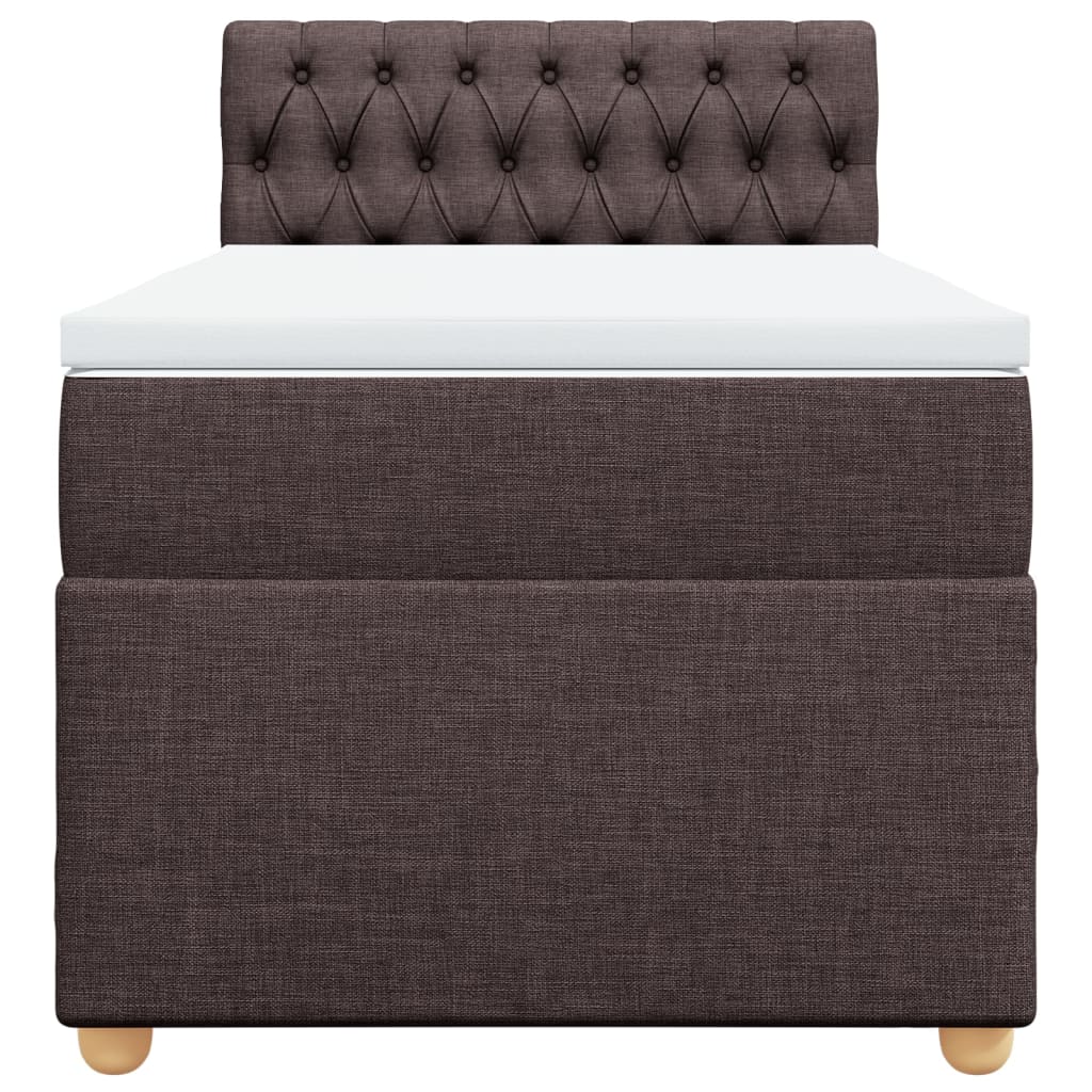 vidaXL Κρεβάτι Boxspring με Στρώμα Σκούρο Καφέ 100x200 εκ. Υφασμάτινο