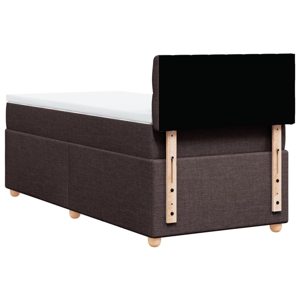 vidaXL Κρεβάτι Boxspring με Στρώμα Σκούρο Καφέ 100x200 εκ. Υφασμάτινο