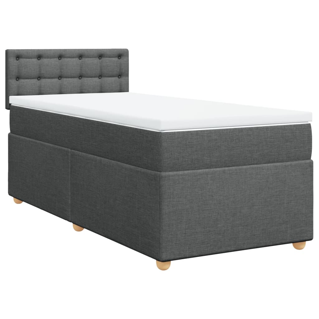 vidaXL Κρεβάτι Boxspring με Στρώμα Σκούρο Γκρι 100x200 εκ. Υφασμάτινο