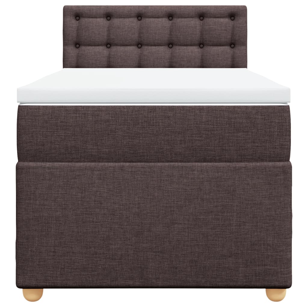 vidaXL Κρεβάτι Boxspring με Στρώμα Σκούρο Καφέ 100x200 εκ. Υφασμάτινο