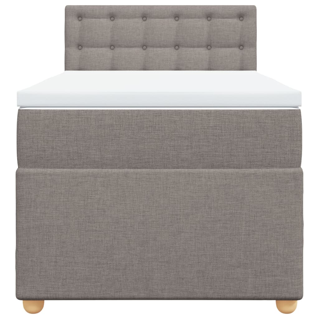 vidaXL Κρεβάτι Boxspring με Στρώμα Taupe 100 x 200 εκ. Υφασμάτινο