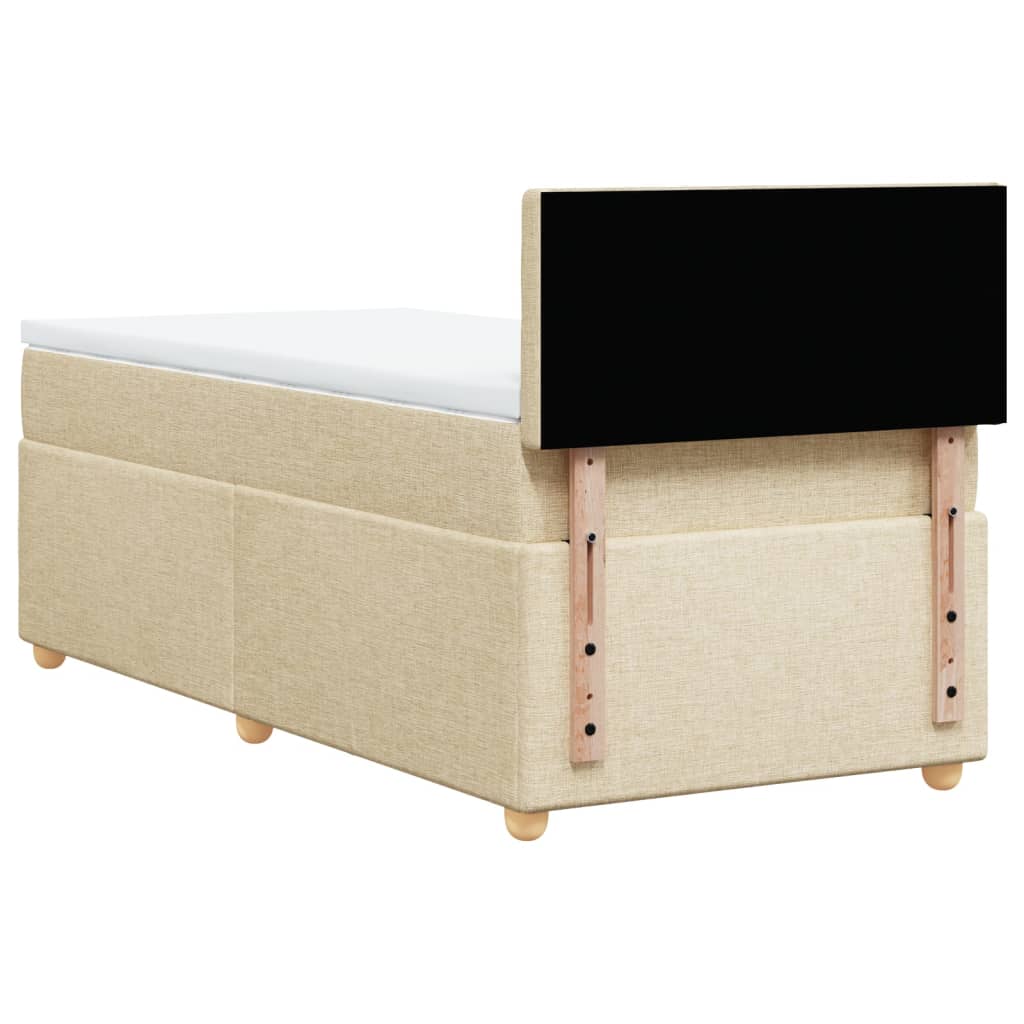 vidaXL Κρεβάτι Boxspring με Στρώμα Κρεμ 100 x 200 εκ. Υφασμάτινο