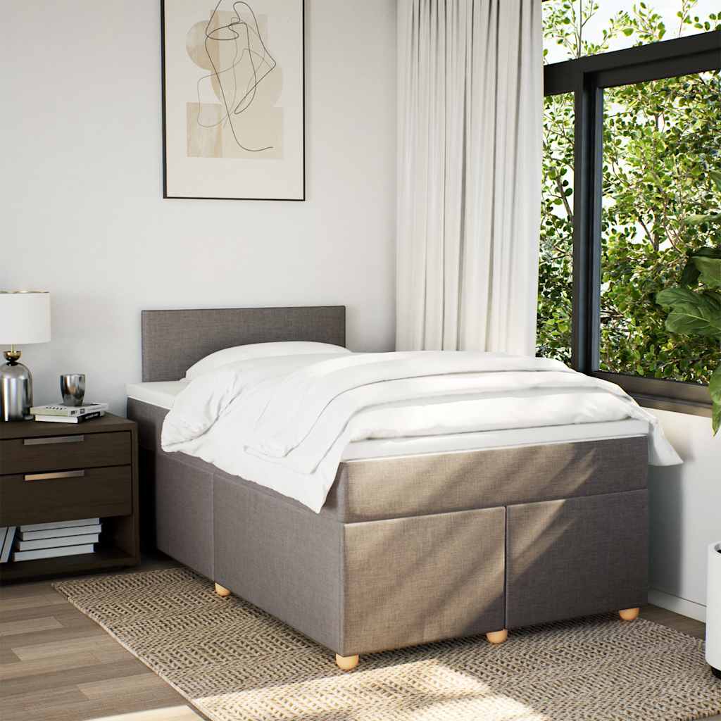 vidaXL Κρεβάτι Boxspring με Στρώμα Taupe 120x190 εκ. Υφασμάτινο
