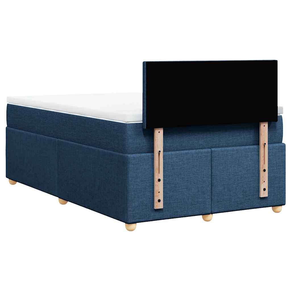 vidaXL Κρεβάτι Boxspring με Στρώμα Μπλε 120x190 εκ. Υφασμάτινο