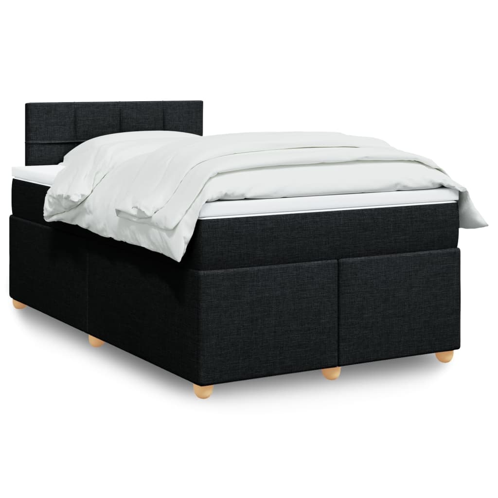 vidaXL Κρεβάτι Boxspring με Στρώμα Μαύρο 120x190 εκ. Υφασμάτινο