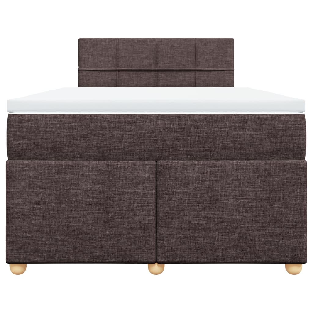 vidaXL Κρεβάτι Boxspring με Στρώμα Σκούρο Καφέ 120x190 εκ Υφασμάτινο