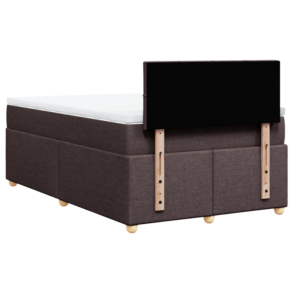 vidaXL Κρεβάτι Boxspring με Στρώμα Σκούρο Καφέ 120x190 εκ Υφασμάτινο