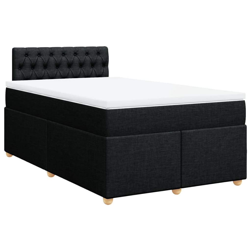 vidaXL Κρεβάτι Boxspring με Στρώμα Μαύρο 120x190 εκ. Υφασμάτινο