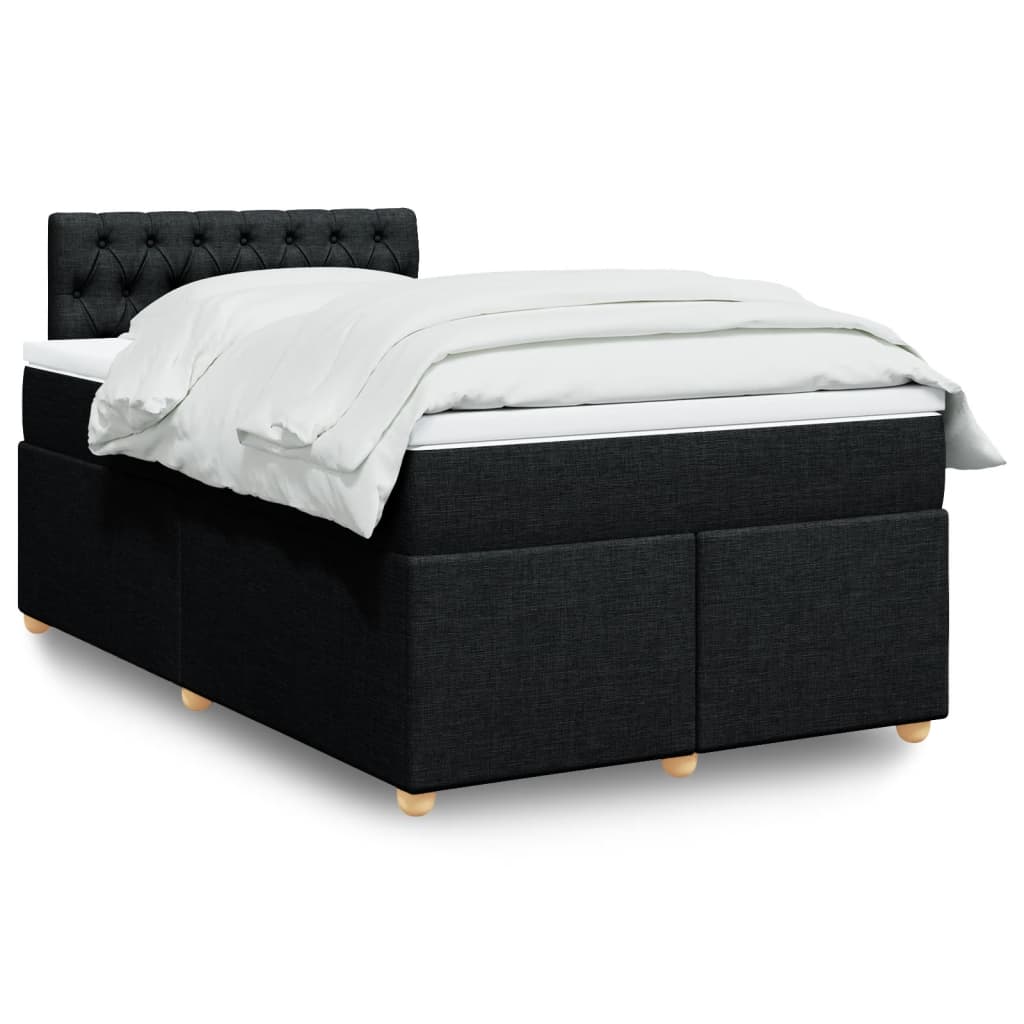 vidaXL Κρεβάτι Boxspring με Στρώμα Μαύρο 120x190 εκ. Υφασμάτινο