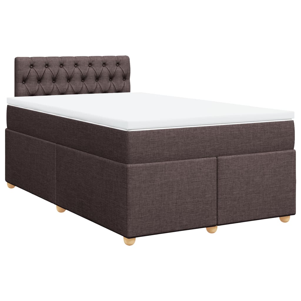 vidaXL Κρεβάτι Boxspring με Στρώμα Σκούρο Καφέ 120x190 εκ Υφασμάτινο