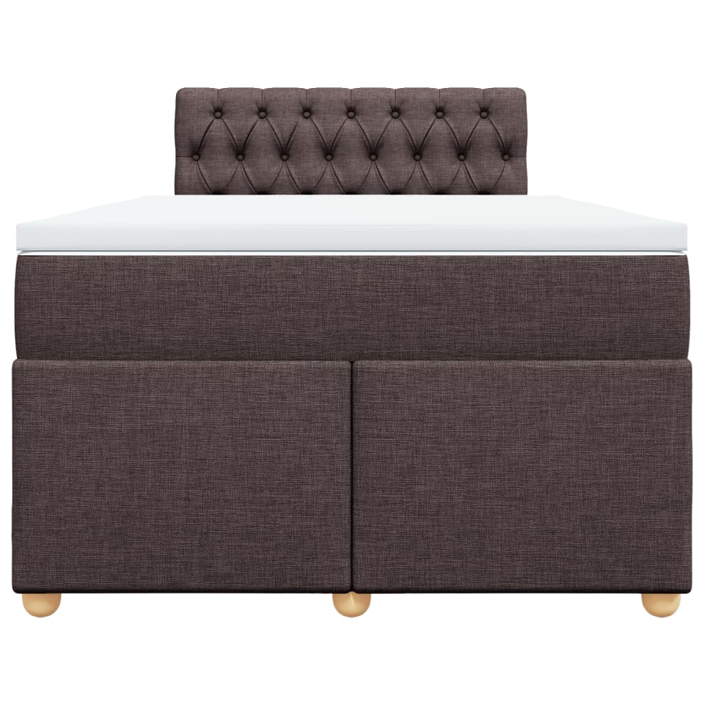 vidaXL Κρεβάτι Boxspring με Στρώμα Σκούρο Καφέ 120x190 εκ Υφασμάτινο