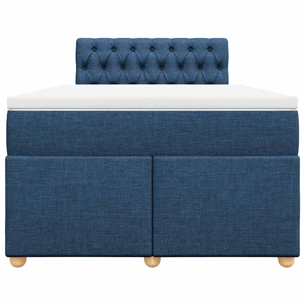 vidaXL Κρεβάτι Boxspring με Στρώμα Μπλε 120x190 εκ. Υφασμάτινο