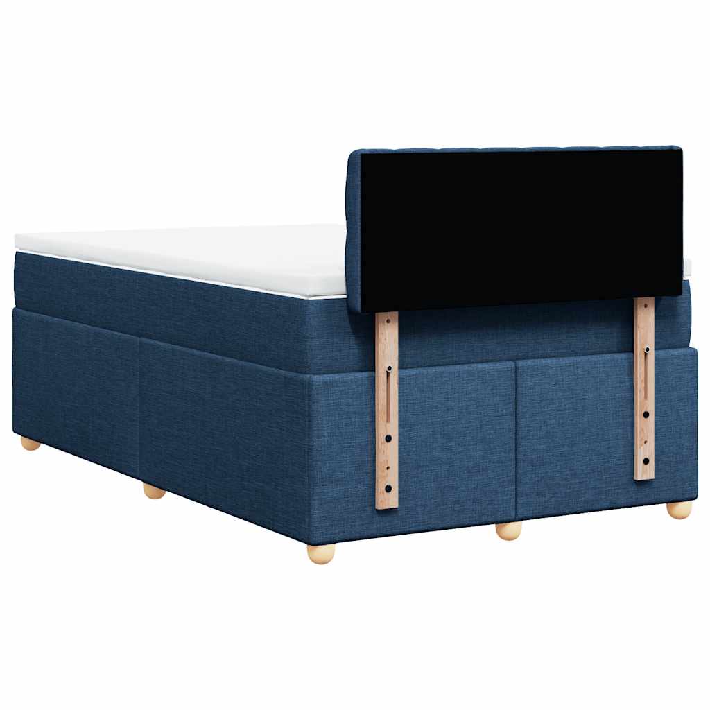 vidaXL Κρεβάτι Boxspring με Στρώμα Μπλε 120x190 εκ. Υφασμάτινο