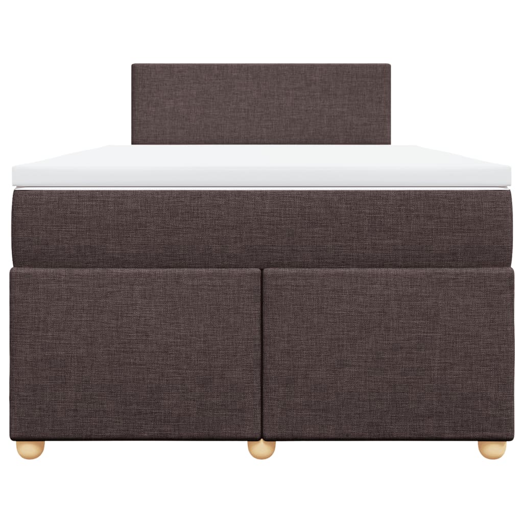 vidaXL Κρεβάτι Boxspring με Στρώμα Σκούρο Καφέ 120x200 εκ. Υφασμάτινο