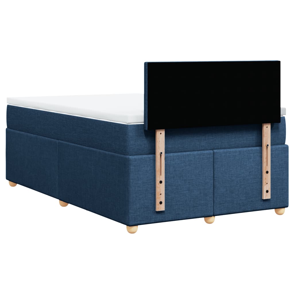 vidaXL Κρεβάτι Boxspring με Στρώμα Μπλε 120x200 εκ. Υφασμάτινο