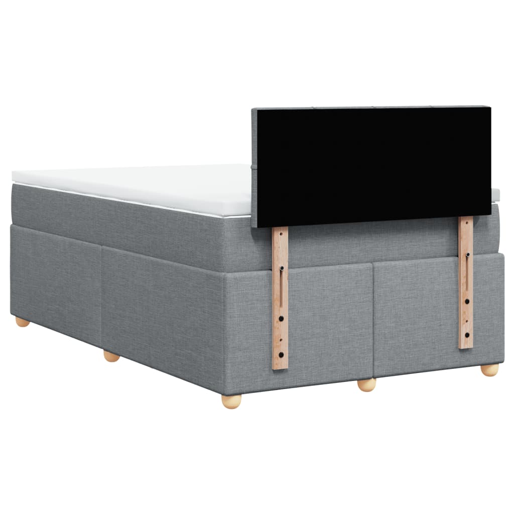 vidaXL Κρεβάτι Boxspring με Στρώμα Ανοιχτό Γκρι 120x200 εκ. Υφασμάτινο
