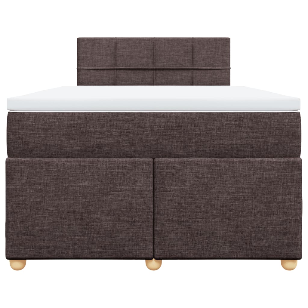 vidaXL Κρεβάτι Boxspring με Στρώμα Σκούρο Καφέ 120x200 εκ. Υφασμάτινο