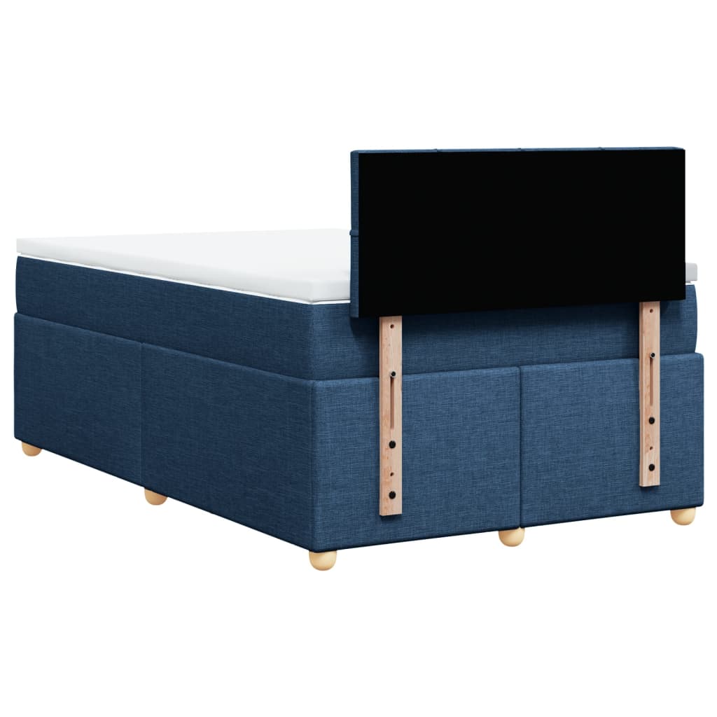 vidaXL Κρεβάτι Boxspring με Στρώμα Μπλε 120x200 εκ. Υφασμάτινο