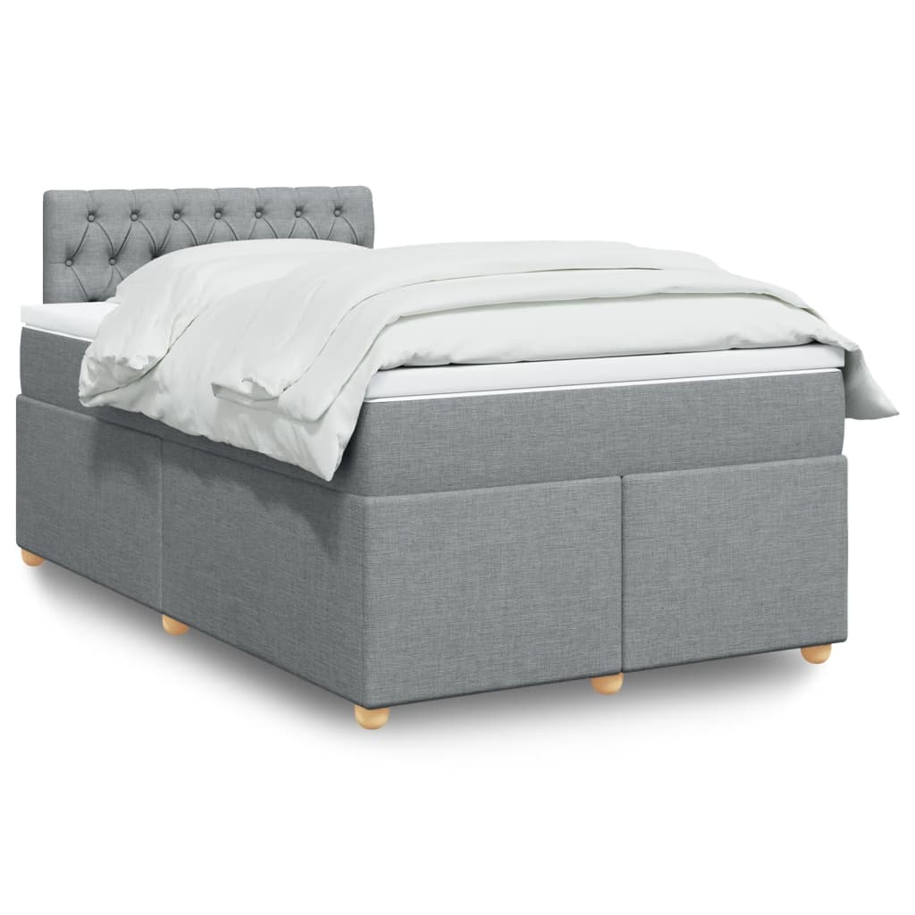 vidaXL Κρεβάτι Boxspring με Στρώμα Ανοιχτό Γκρι 120x200 εκ. Υφασμάτινο