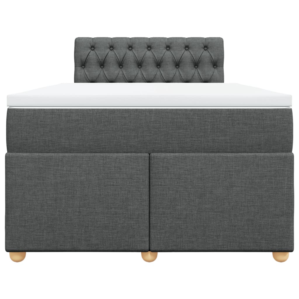 vidaXL Κρεβάτι Boxspring με Στρώμα Σκούρο Γκρι 120x200 εκ. Υφασμάτινο
