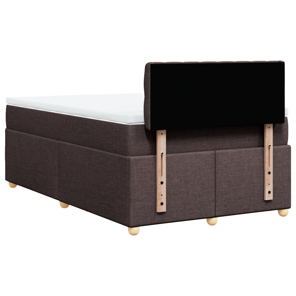 vidaXL Κρεβάτι Boxspring με Στρώμα Σκούρο Καφέ 120x200 εκ. Υφασμάτινο