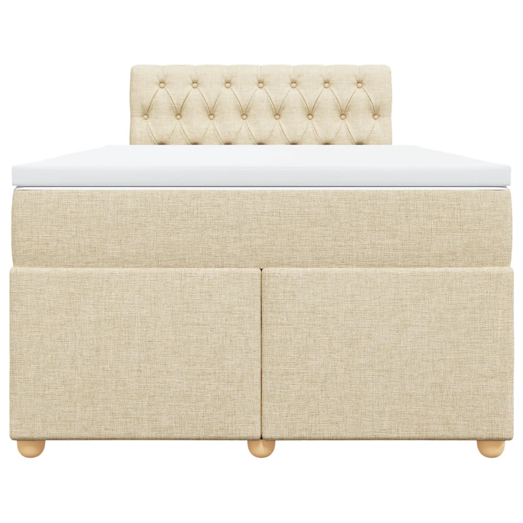 vidaXL Κρεβάτι Boxspring με Στρώμα Κρεμ 120x200 εκ. Υφασμάτινο