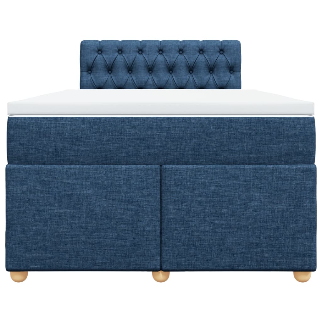 vidaXL Κρεβάτι Boxspring με Στρώμα Μπλε 120x200 εκ. Υφασμάτινο