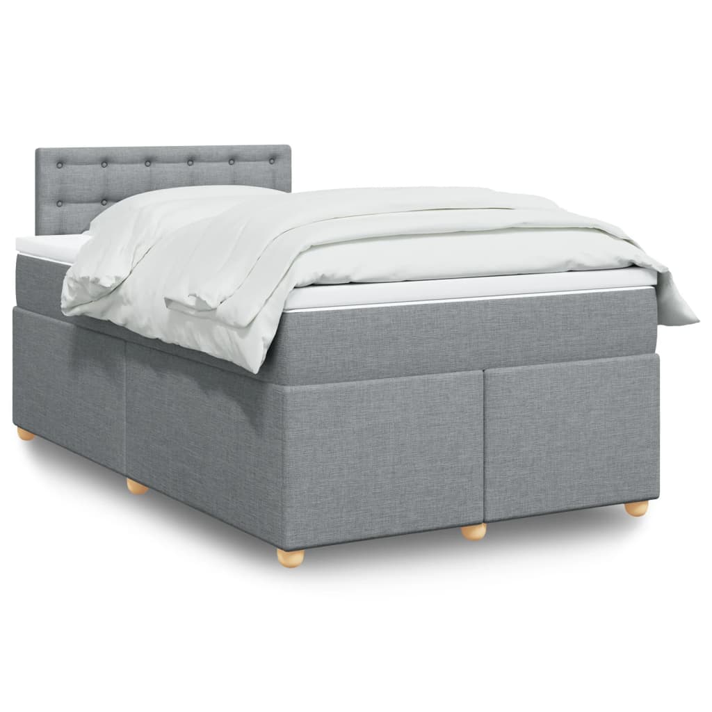 vidaXL Κρεβάτι Boxspring με Στρώμα Ανοιχτό Γκρι 120x200 εκ. Υφασμάτινο