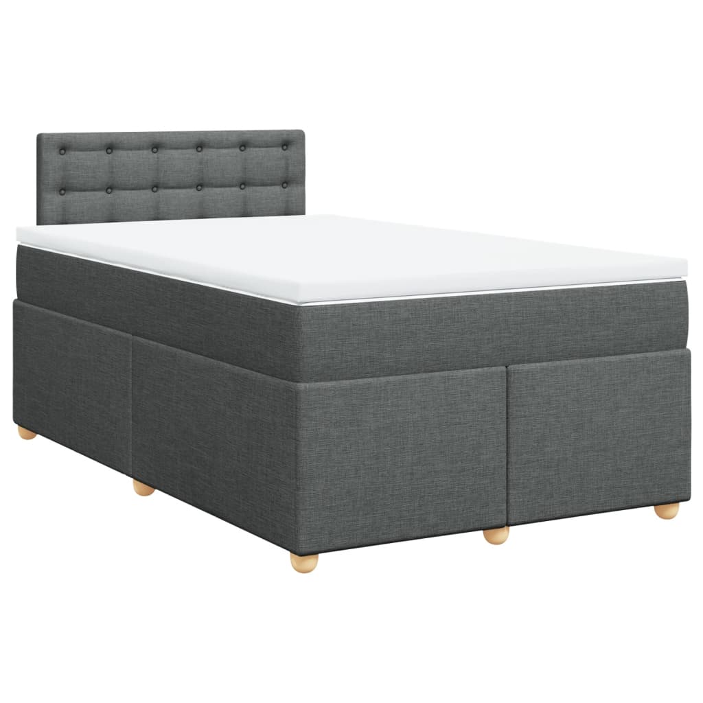 vidaXL Κρεβάτι Boxspring με Στρώμα Σκούρο Γκρι 120x200 εκ. Υφασμάτινο