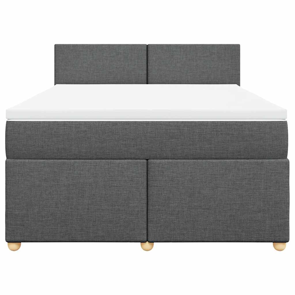 vidaXL Κρεβάτι Boxspring με Στρώμα Σκούρο Γκρι 140x190 εκ. Υφασμάτινο