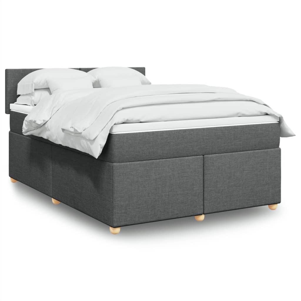 vidaXL Κρεβάτι Boxspring με Στρώμα Σκούρο Γκρι 140x190 εκ. Υφασμάτινο