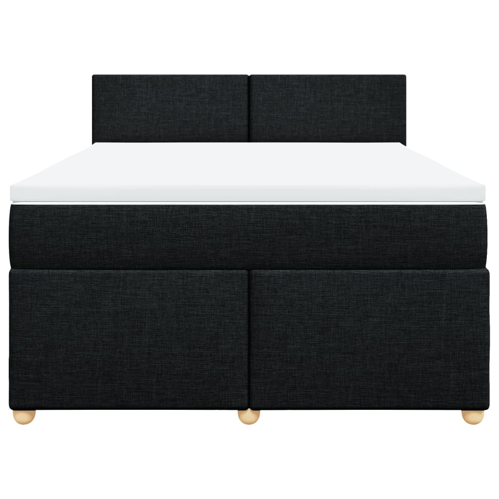 vidaXL Κρεβάτι Boxspring με Στρώμα Μαύρο 140x190 εκ. Υφασμάτινο