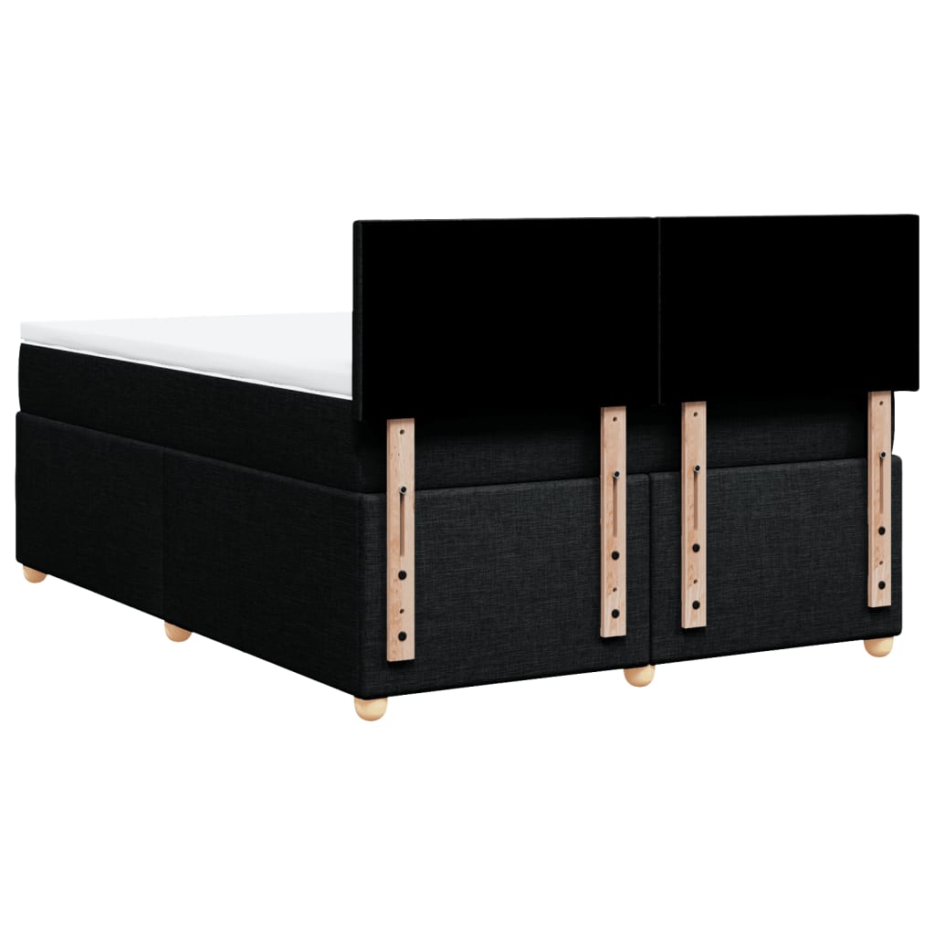 vidaXL Κρεβάτι Boxspring με Στρώμα Μαύρο 140x190 εκ. Υφασμάτινο
